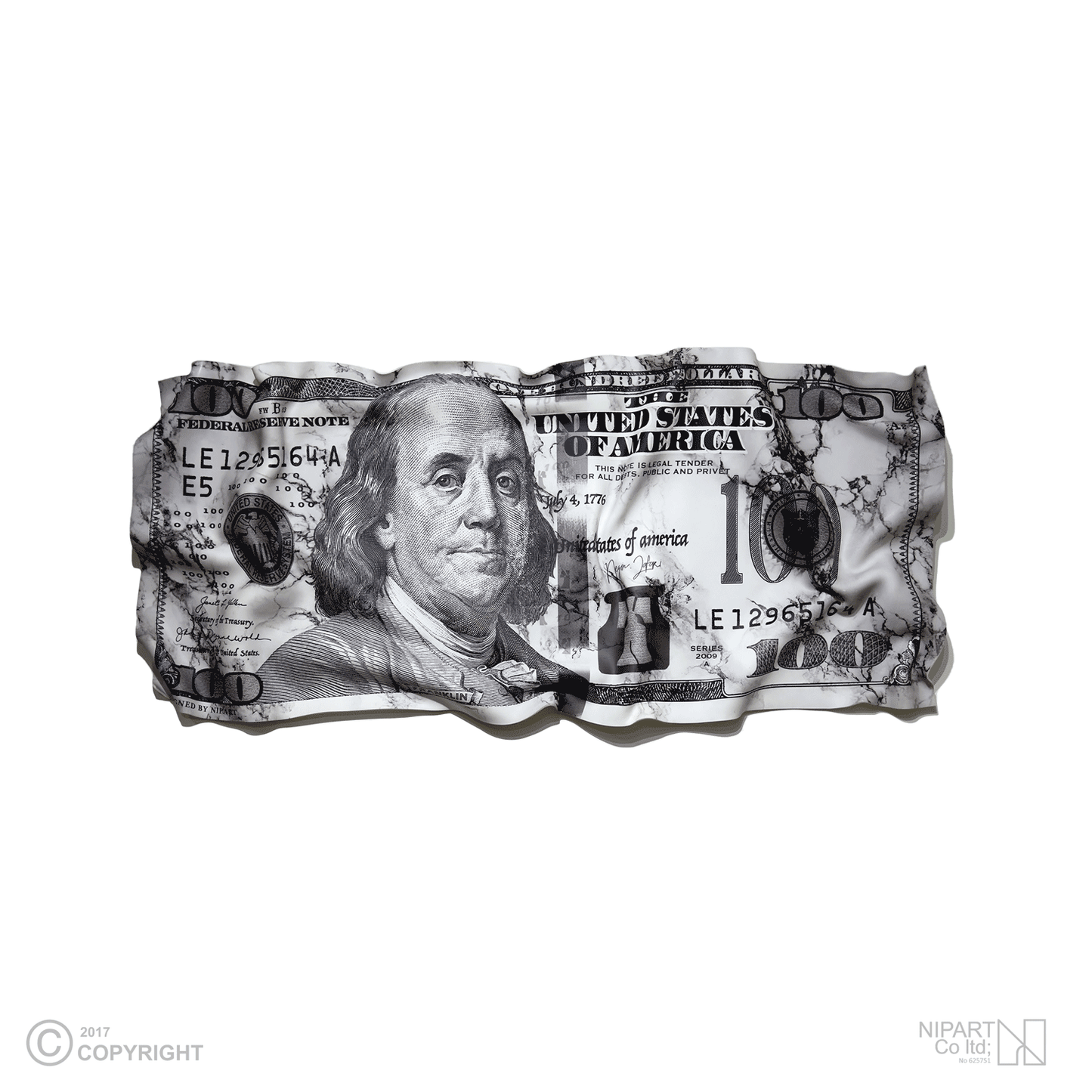 Marbled $100 Deformed Banknote