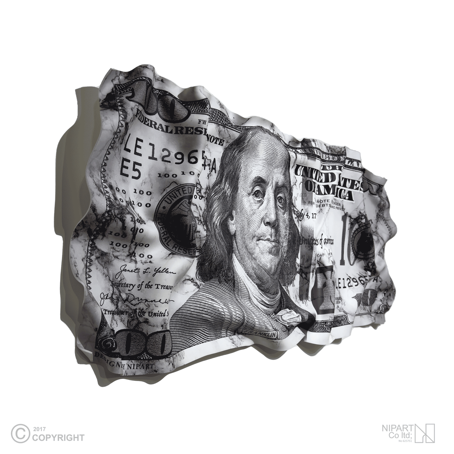 Marbled $100 Deformed Banknote