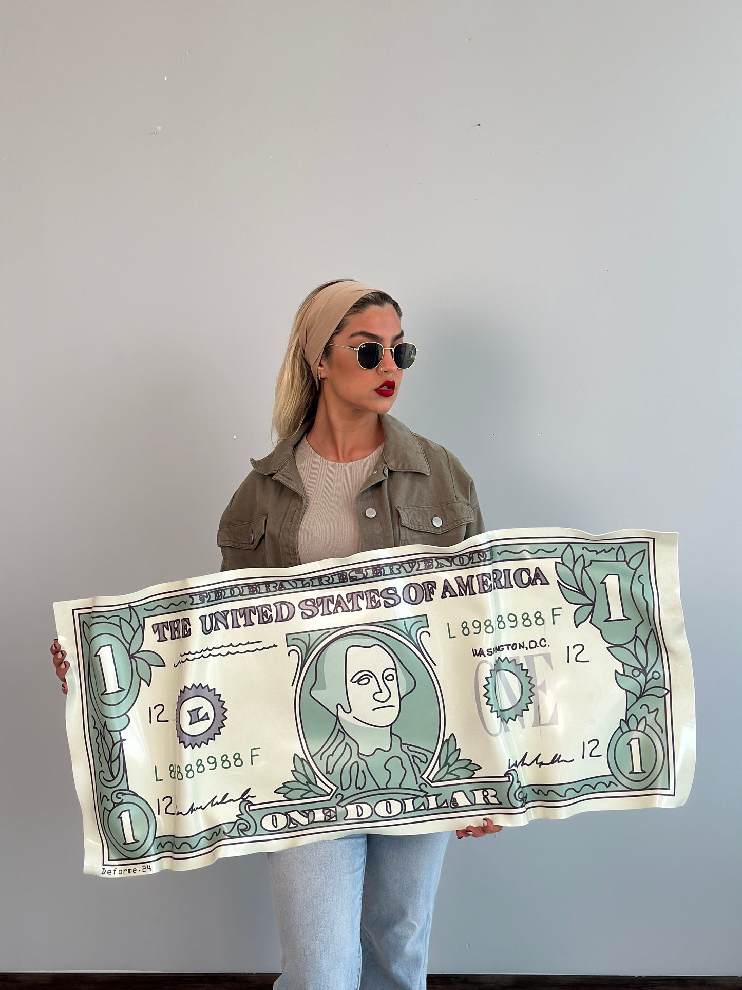 Minimalist one dollar jade plaque