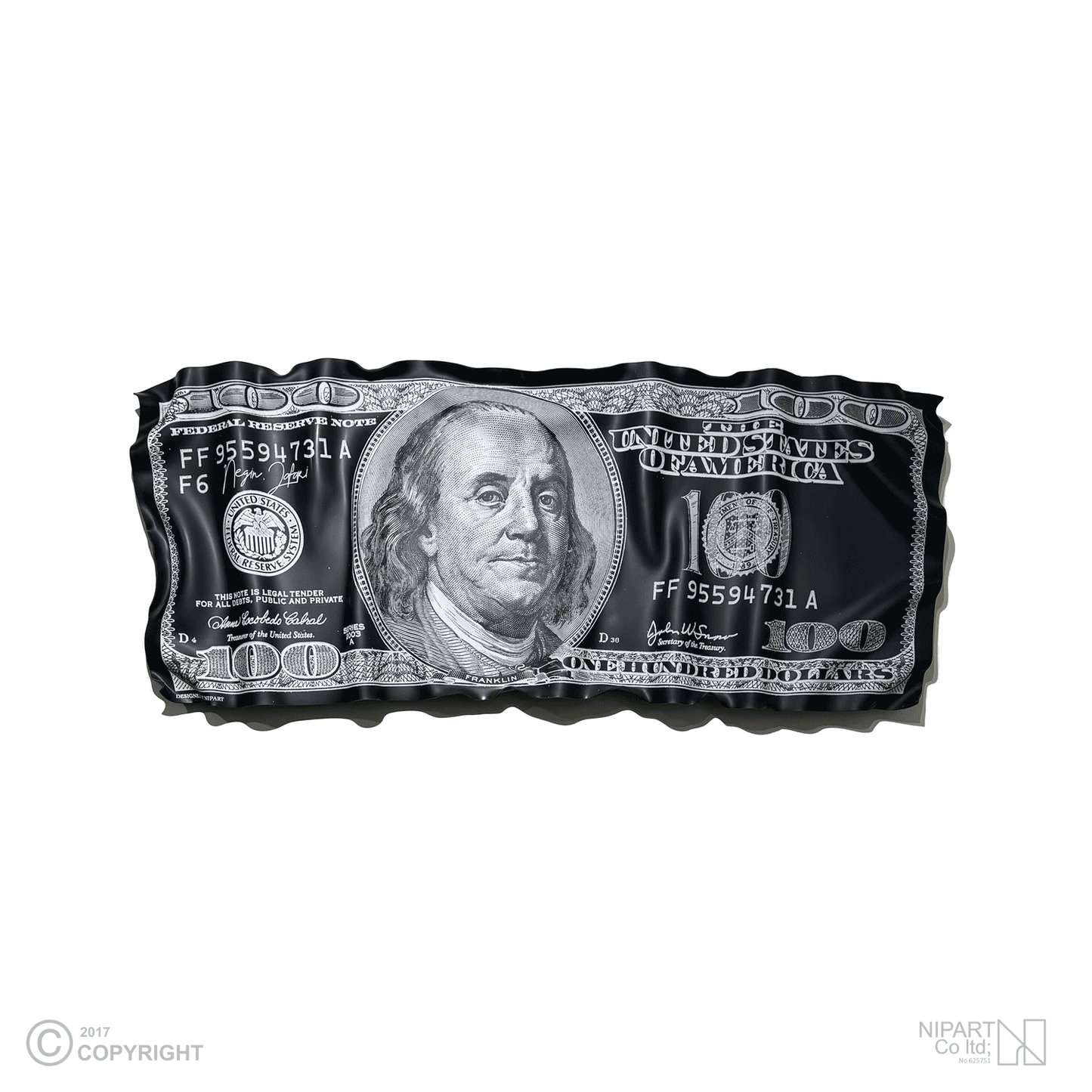 Black and silver dollar bill