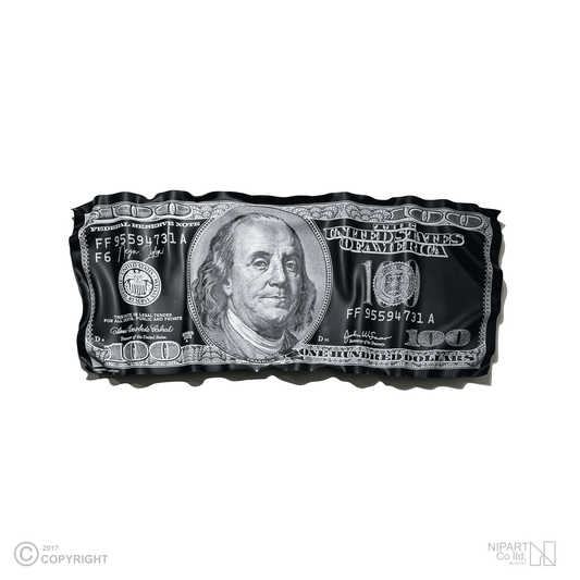 Black and silver dollar bill