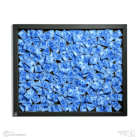 Blue Money Wall Dollar Sign