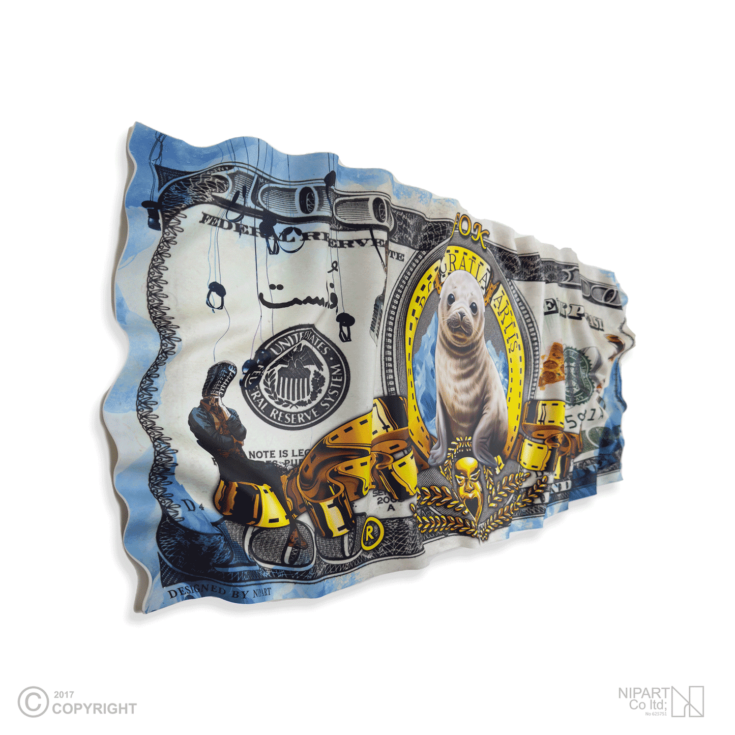 Deformed dollar banknotes faxed