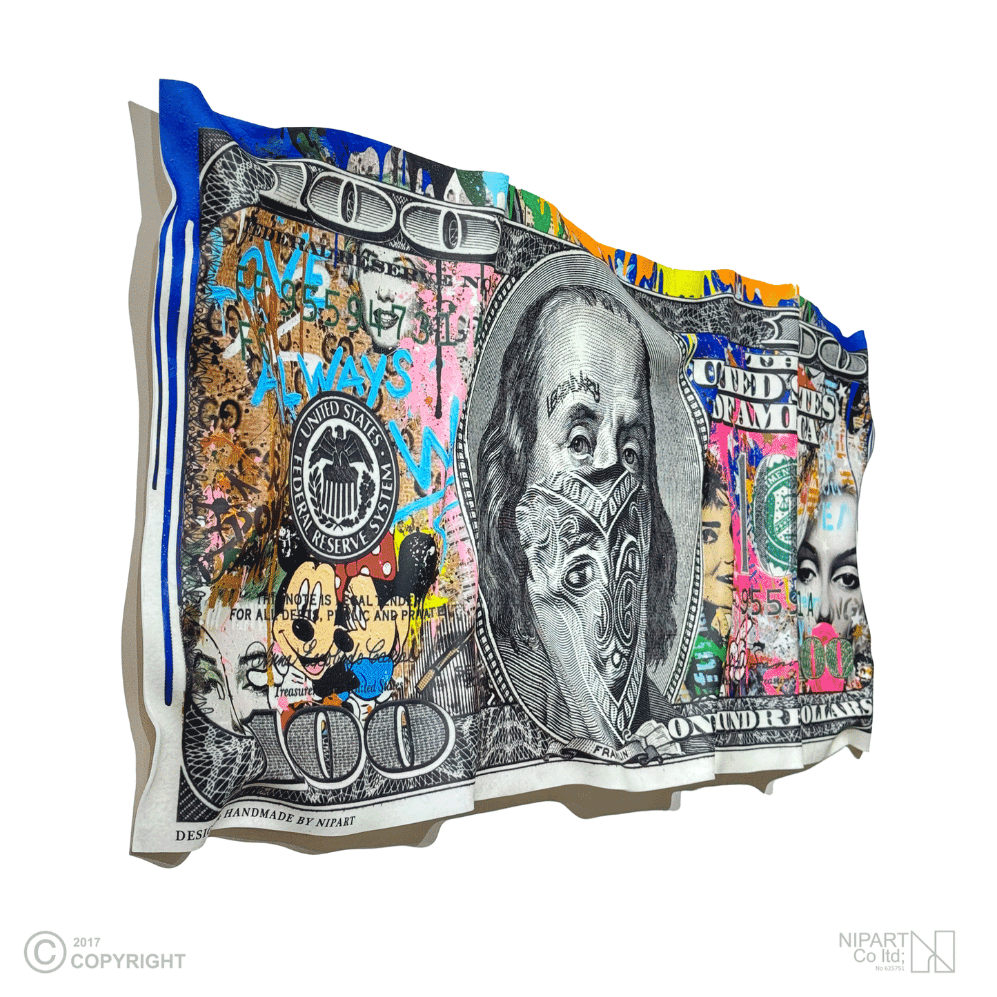 Deformed dollar bill graffiti