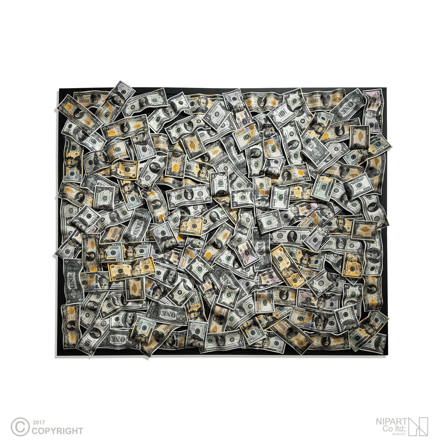 Money Wall Sign of Different Dollars