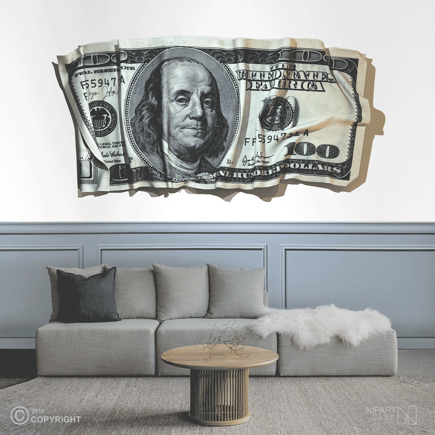 Marbled $100 Deformed Banknote