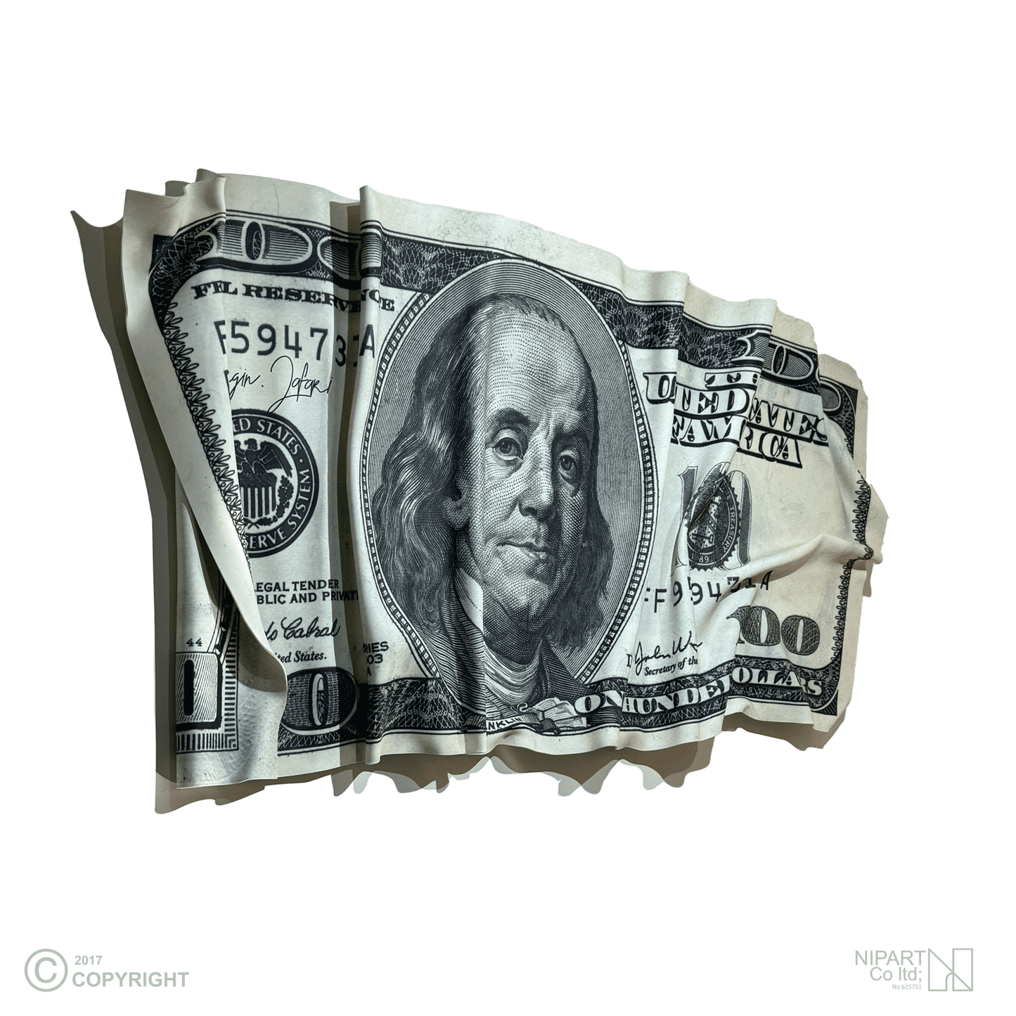 Marbled $100 Deformed Banknote