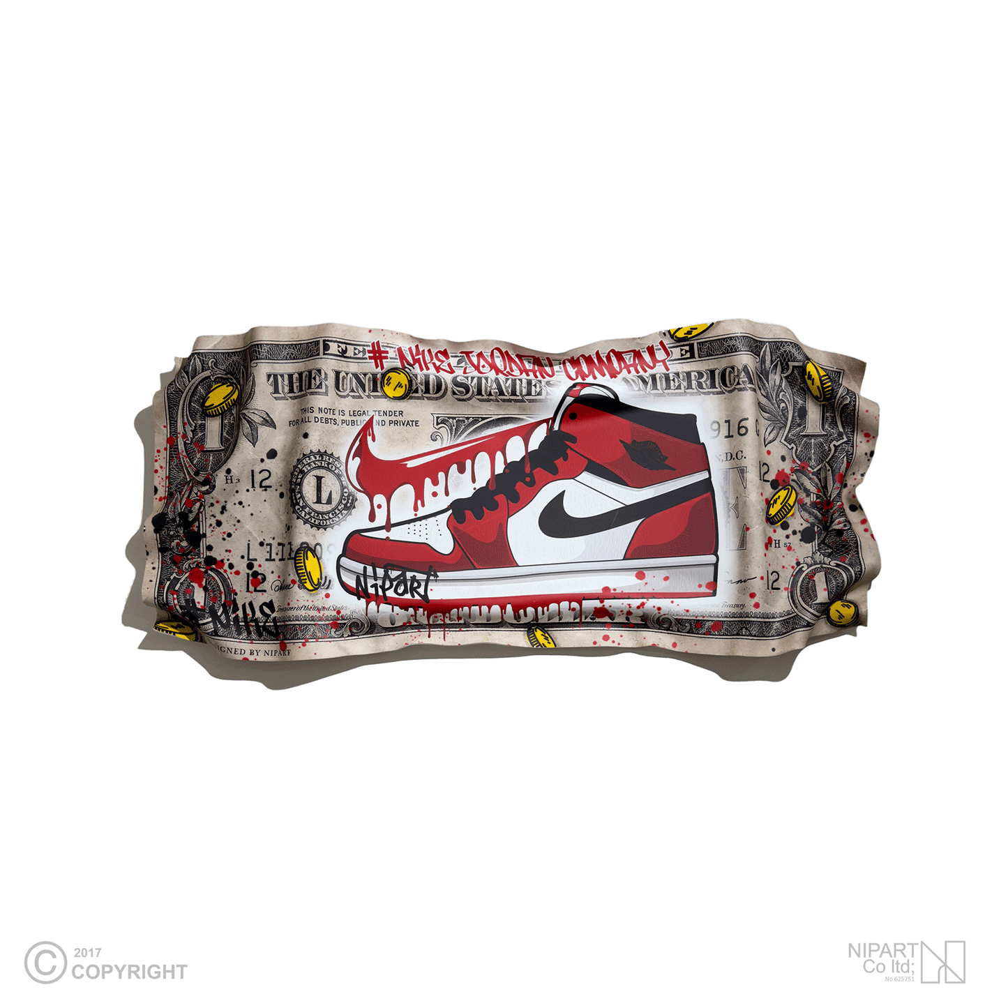 Red Jordan Dollar Deformed