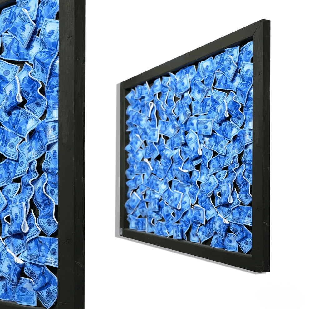 Blue Money Wall Dollar Sign