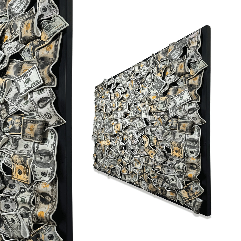 Money Wall Sign of Different Dollars