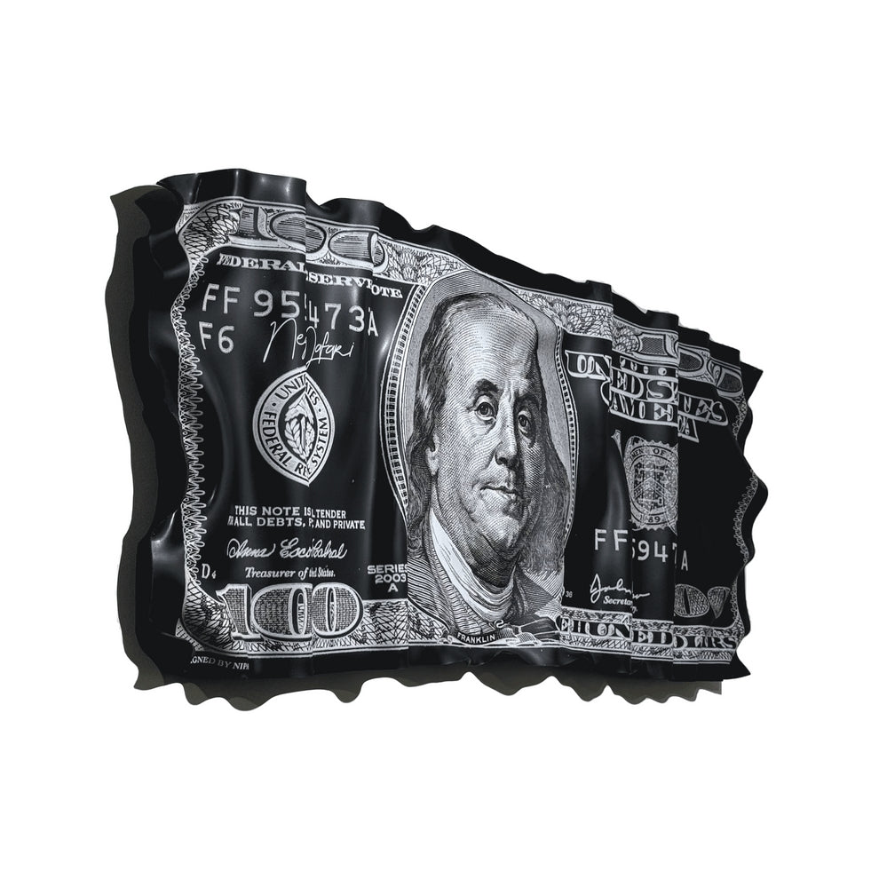 Black and silver dollar bill